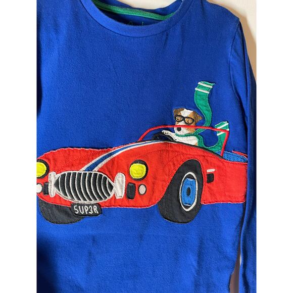 Mini Boden Long Sleeve T-shirt Dog Driving Race Car Applique Size 7-8Y - Picture 2 of 6